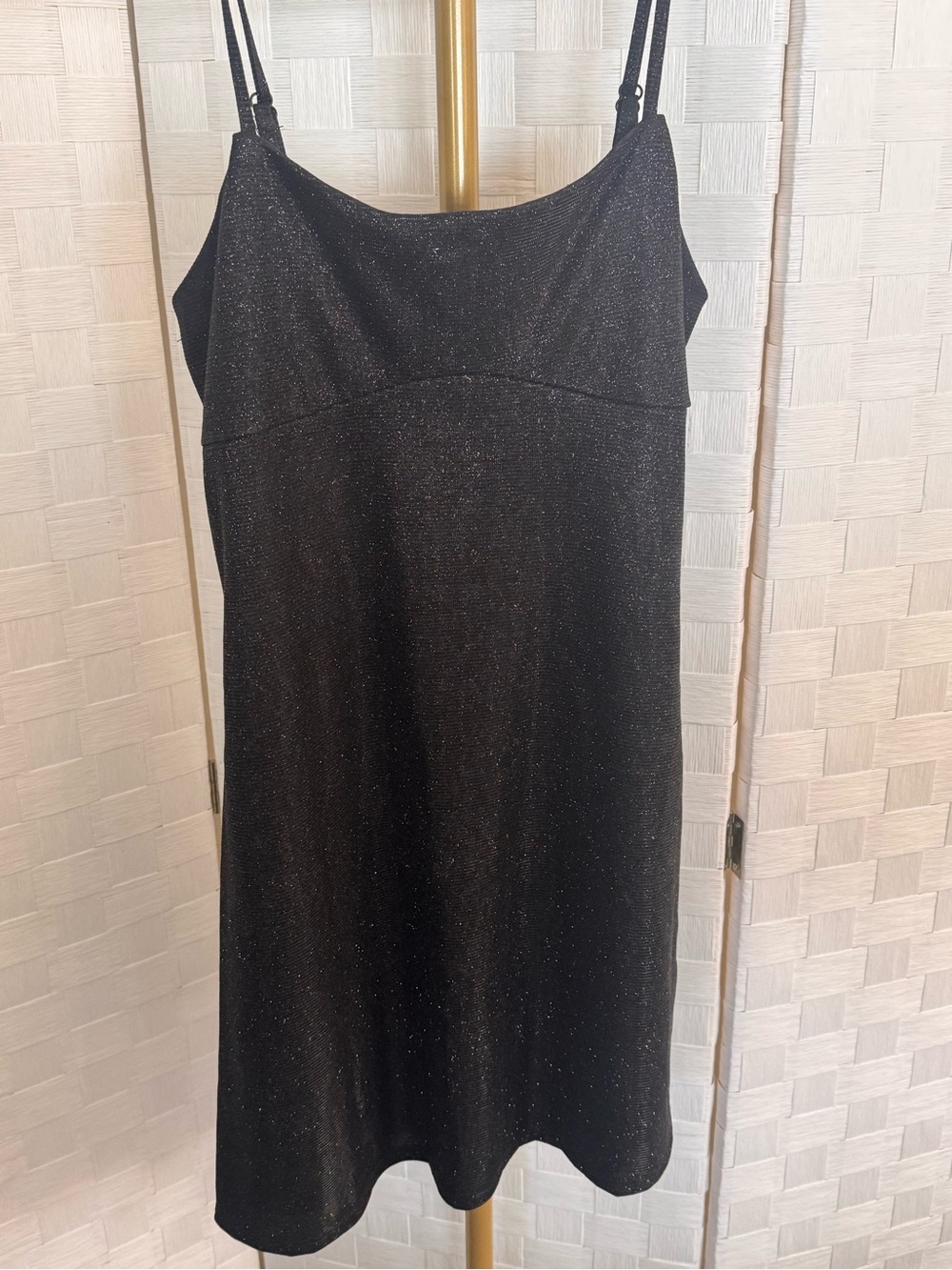 Altar'd State Black Glitter Slip Mini Dress